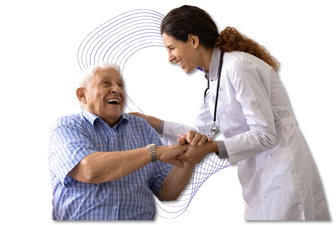 Médico atendendo paciente idoso